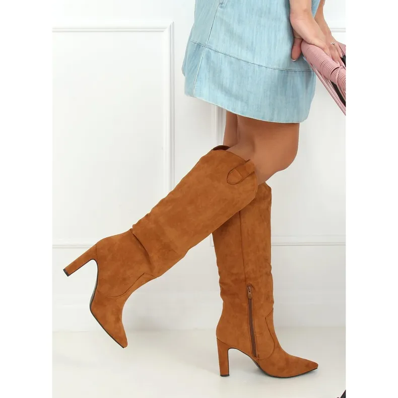 Camel laarzen met hoge hakken RB72P Camel bruin