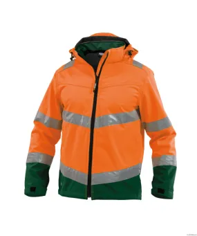 DASSY® Malaga Hoge zichtbaarheids-softshell Jas Fluor-oranje/Flessengroen maat 2XL