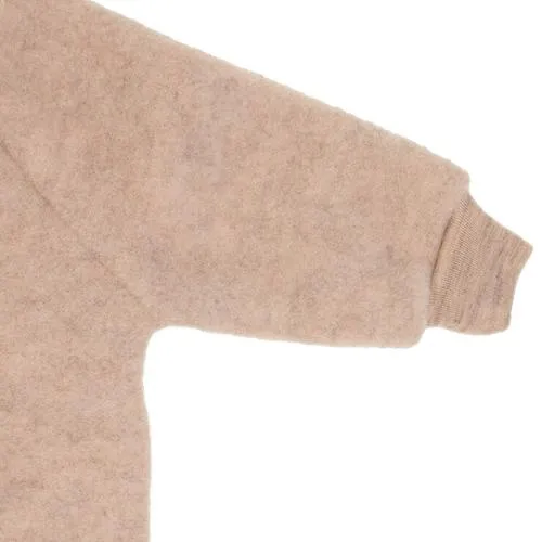 Engel Natur wol fleece jas met capuchon sand melange | jack