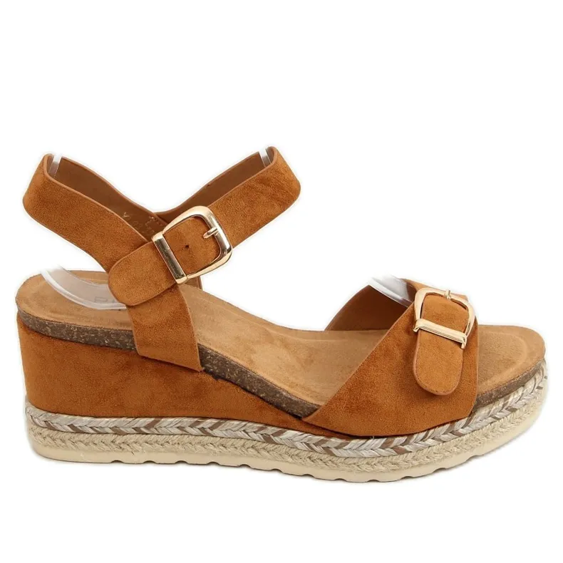 Espadrilles op een wig kameel YL93 Camel bruin