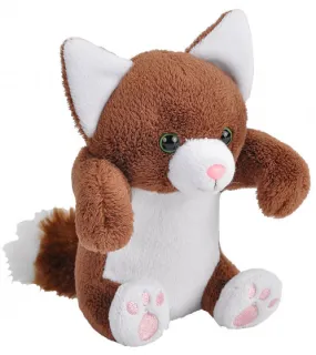 knuffelkat junior 13 cm pluche bruin/wit