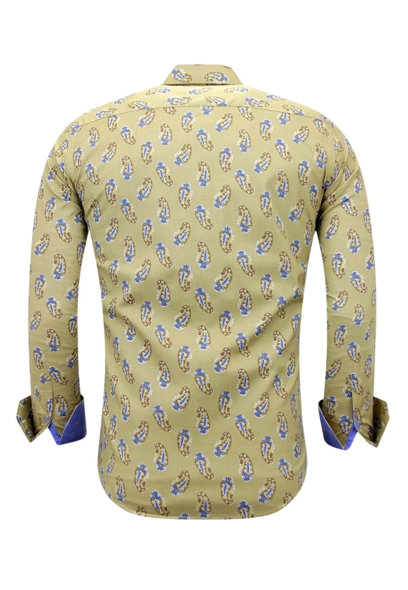 Paisley Mannen Blouse - Slim Fit - 3089 - Bruin