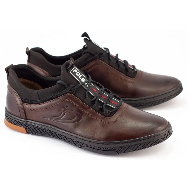 Polbut Casual leren herenschoenen K24 bruin