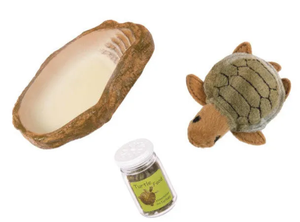 speelset Pet Turtle junior pluche bruin 3-delig