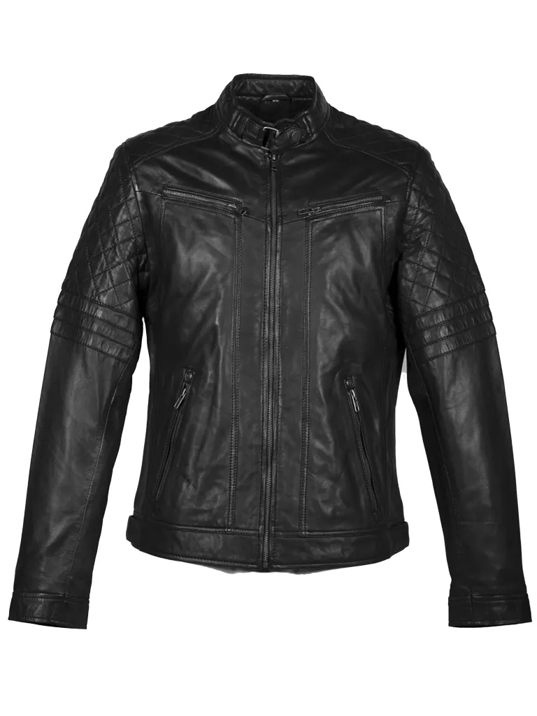 Zwarte Leren heren jas –Black – 100% echt leer-Caleb